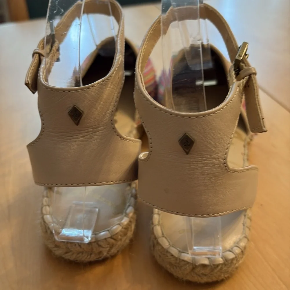 Sam Edelman Vivian Multicolor Striped Espadrille Ankle-Strap Flats. Size 7.5